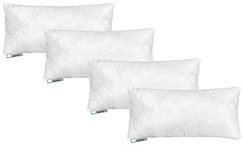 SuperKissen24. 4er Set Kopfkissen aus Mikrofaser 80x40 cm mit Polyester Kissenfüllung - waschbares Innenkissen geeignet für Allergiker - Couchkissen, Sofakissen, Dekokissen - Good Sleep Weiß