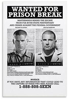 TGHY Prison Break TV-Serie Michael Scofield Wanted Poster für Schlafzimmer, ästhetische dekorative Malerei, Leinwand, Wandkunst, 40 x 60 cm