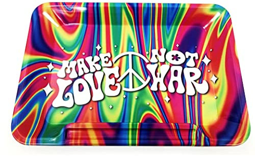 Wise Skies Metal Tray Smoking Accessories Characters Rolling Papers Rolling Tip (Make Love Not War)