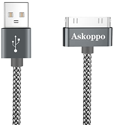 Askoppo Câble Compatible iPhone 4 4s, 30 Broches à USB Sync câble Fil Nylon Tressé Ultra Résistant Compatible avec iPhone 3 iPhone 4 iPhone 4s Compatible avec Pad Pad 2 Pad 3 Pod Nano 1/2/3/4/5/6