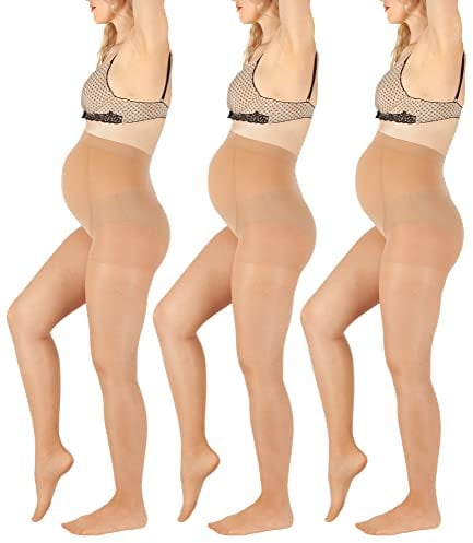 BANANALU Strumpfhose für Schwangere 40 Den Umstandsstrumpfhose Mama 40 Natural 3er Set L