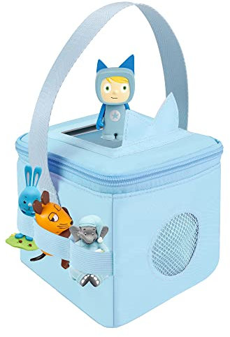 Annmore Tragetasche kompatibel mit Toniebox, mit Schutzhülle für Lautstärketaste, Ladegerät-Fach, für 5-6 Hörfiguren (Blau)