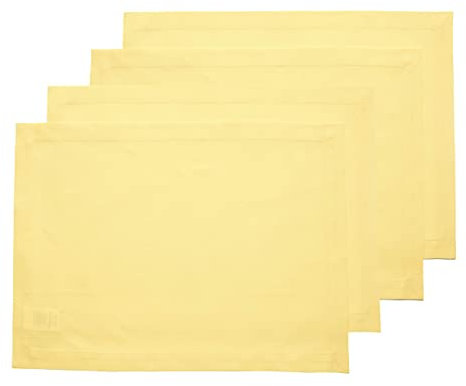 Solino Home Tischsets aus Baumwollleinen, maschinenwaschbar, 35,6 x 48,3 cm, Gelb, 4 Stück