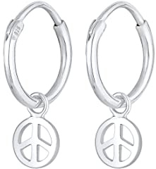 Elli Ohrringe Damen Creolen Peace Symbol Boho in 925 Sterling Silber