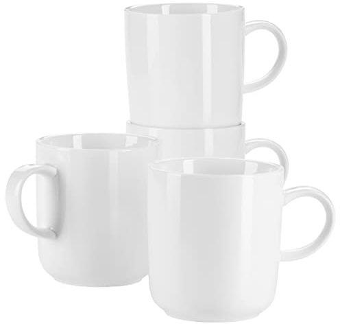 MÄSER 935085 Serie Vada - Set di 4 tazze da caffè moderne in robusta qualità gastronomica, grandi tazze da caffè in design scandinavo, in porcellana resistente, colore: Bianco lucido