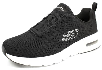 Skechers Skech-air Court Damen-Sneaker, Schwarzes Netzgewebe, weißer Rand, 39 EU