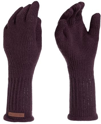 KNIT FACTORY - Lana Handschuhe - Gestrickte Handschuhe für Winter - Handstulpen aus Wolle - Hochwertige Qualität - Aubergine
