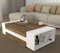 DORPEK Vedar Coffee Table White-Walnut, Center table with Open Storage Space, Rectanguler Chipboard Coffee Table, Living Room, Bedroom, Dining Room