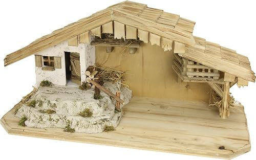 FADEDA Stall Ottobeuren/Höhe:34 cm/handbemalt/detailgetreue Krippen Figuren - Weihnachten Tisch Dekoration Krippe Zubehör