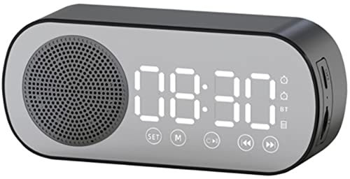 Flisdtry LED Digital Clock, for Bluetooth Speaker, FM Radio Mirror Clock, Office Travel Desk Clock (Black)