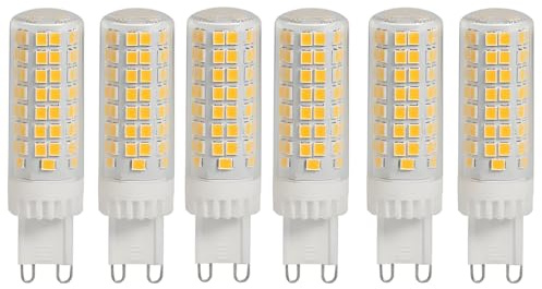 WULUN 7W G9 LED Lampe Warmweiß 3000K, LED G9 Leuchtmittel 700 Lumen, Kein Flackern, G9 LED Ersatz 70W Halogenlampe, 360°Abstrahlwinkel, nicht dimmbar, 6er Pack