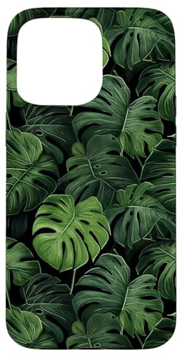 Monstera Zimmerpflanzen Pflanze Muster Grün Blumen Vintage Hülle für iPhone 15 Pro Max