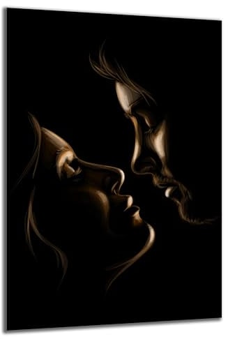 DARO Design - Wand-Bild auf 6mm HDF 84x56 cm Liebe Kuss Vintage - Wand-Deko Bilder Geschenk