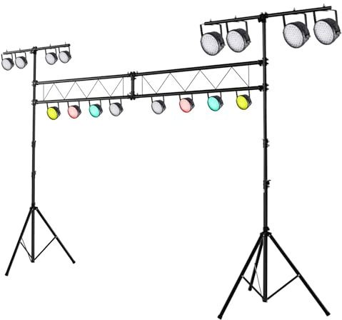 GYMAX Support d'Éclairage, Support pour Lampes, Support pour Lumières Réglable en 11 Hauteurs entre 180-350CM, avec 32 Points de Montage, Charge 100 kg, pour Bar/ Spectacle/Concert