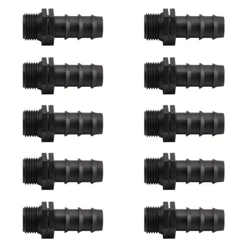 10 accesorios de riego por goteo de 3/4 pulgadas x 20 mm, conectores de tubería de púas de rosca macho para jardín, césped, riego agrícola