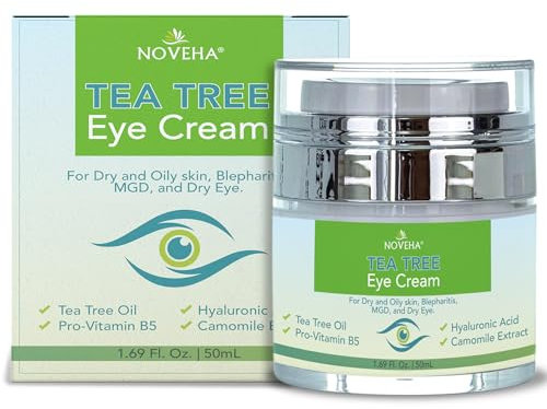 NOVEHA Tea Tree Oil Anti Wrinkle Eye Cream - Eyelid Cream for Dry & Itchy Skin, Scar | Moisturizer Face Cream Treatment 50ml