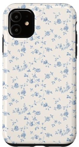 Blaue ästhetische Kokette Soft Girly mit Blumenmuster Hülle für iPhone 11