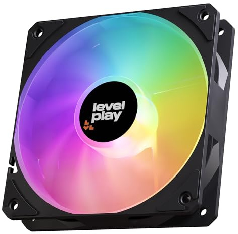 Levelplay Combat Fan CF120 – 120 mm ARGB Gen 2 PC-Gehäuselüfter (3-Pin, 4-Pin PWM) mit ringverbundenen Flügeln (53 CFM, 1,7 mmH2O), leise Leistung 0–26 dB(A), 0–1800 U/min ±10% – Schwarz