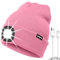 ATNKE LED Mütze mit Licht, USB Typ C Wiederaufladbare 4 LED Beleuchtete Laufmütze Extrem Heller Lampe Winter Warme Stricken Mütze für Herren und Damen Geschenke/Pink