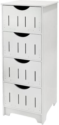 OHMG Meuble de Salle de Bain,Meuble de Rangement, Armoire sur Pied,avec 4 Tiroirs,30 x 30 x 82 cm,pour Salle de Bain,Salon,Salle à Manger,Cuisine,Style Moderne,Blanc