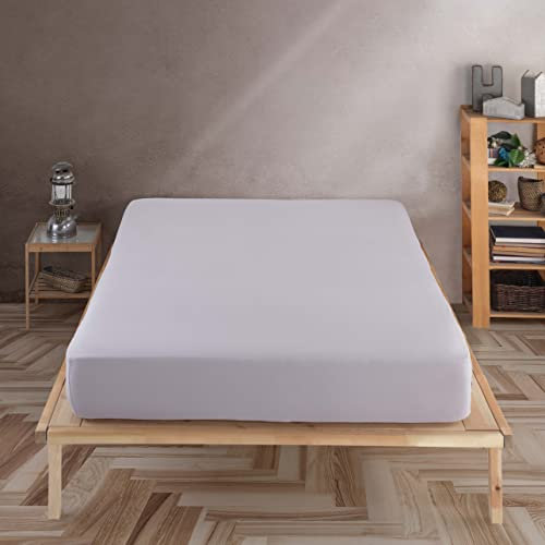 Vency Premium Jersey Spannbettlaken Topper 160X200cm Hellgrau - Spannbetttuch 100% Baumwolle, Bettlaken 160X200 Bis 15 cm Matratzenhöhe Hellgrau