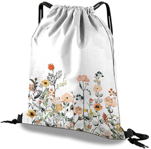 Deokke Rucksack mit Kordelzug,Wasserdicht Sportbeutel, für Sport, Gym, Strand Reisen,Nette ästhetische Sackpack Geeignet für Männer und Frauen (S13-Rote Blume)