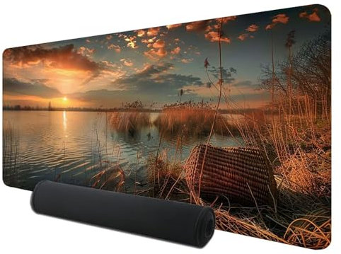 Mauspad, XXL Speed Gaming Mauspad 1200 x 600 x 3 mm, Frühling Mauspad Groß mit Genähten Kanten, Verlängertes Mouse Pad See, Schreibtischunterlage, Rutschfeste Gummi Mauspad, Mauspad XXL Gaming, K-6