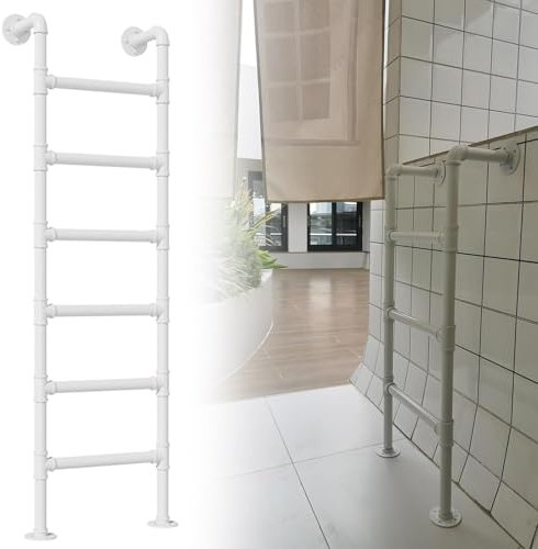 An der Wand montierte Leiter, rutschfeste Trittleiter aus Metall, weiße Schmiedeeisen-Hochbettleiter für Einzelbetten, 100–300 cm, an der Wand montierte Not-Feuer-Kletterleiter für Hochbette