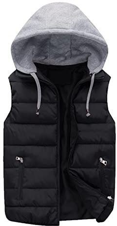Lightweight Hooded Mens Gilet - Gilet For Men Mens Puffer Gilets Winter Gilets Outdoor Windproof Vest Cotton Padded Gilets Hooded Sleeveless Fleece Jackets With Zip Winter Jackets For Men