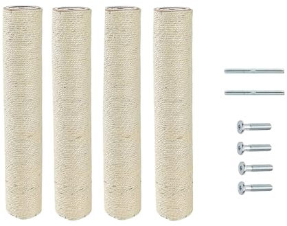 SHENGOCASE Lot de 4 accessoires pour arbre à chat - Pièces de rechange - Poteau de 60 cm de long et 8 cm de diamètre - Vis M8