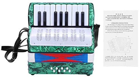 Akkordeon mit 17 Tasten und 8 Bässen für, Klaviermusikinstrument für Anfänger und Studenten (Grün)