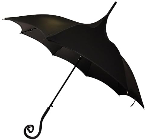 Regenschirm im Gothic-Stil, vollständig automatisch zu öffnen, mit Griff zur Auswahl, viktorianisch inspiriertes Pagoden-Design, wasserdicht und UV-Schutz, Schwarz , L