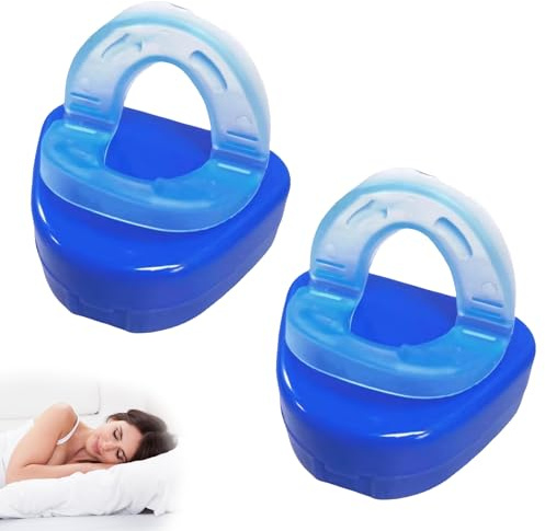 2er-Pack Schnarchen Stopper Anti Schnarch Schiene Knirscherschiene für Nacht Snoring Stopper Anti Schnarch Mundstück Anti-Schnarch-Mundschutz für Angenehmen Schlaf, Unisex (Blau)