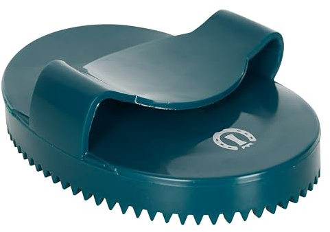 Imperial Riding Gummistriegel IRH, weicher ovaler Striegel aus Gummi mit griffiger Oberfläche, schonende Fellreinigung für Pferde & sicheren Halt, Waldgrün