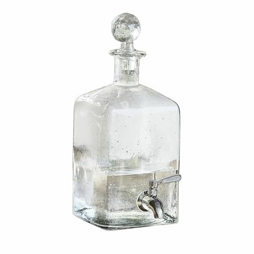LOBERON Getränkespender Wisterno - Klassisches Design - Mundgeblasen - Tropffreier Edelstahl-Ausgießer - Eleganter Verschluss - Tischaccessoires - Glas, klar