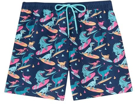 Pampling Bañador Hombre – Short de Baño con Estampados Originales, Secado Rápido, Cintura Elástica con Cordón, Bolsillos Laterales y Trasero (Jurassic Surf, M)