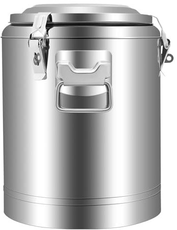 PurpleMinder Olla grande aislada de 20 l, para el transporte gastronómico profesional, de acero inoxidable, con asas laterales y tapa con anillo de goma, cierre de tensión