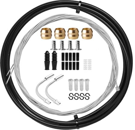 FunWorth Universal Bike Brake Cables Set Includes 10Set Bh90 Bike Brake Olive, 1 Brake Cable Tube, 1 Front Brake Cable and Connector Insert Set and 1 Rear Brake Cable for Road Bicycle Cycling Repair
