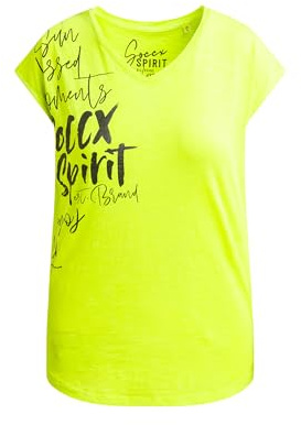 SOCCX Damen Ärmelloses Shirt mit V-Ausschnitt und Prints Electric Lemon, XXL