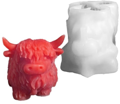3D Hochlandrind Form, Tier Silikonformen, Wiederverwendbare 3D Kuh Kerzenformen Für Kuchen, Snacks, Gummibärchen, Backen, Seife, Süßigkeiten