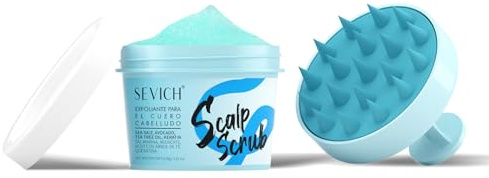 SEVICH Scalp Scrub with Massager for Refreshing Degreasing Version,Deep Cleansing Scrub with Tea Tree Oil & Sea Salt, Dandruff Treatment for Buildup Removal, 100g