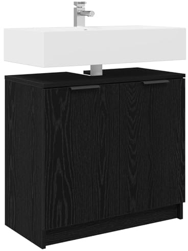vidaXL Badezimmerschrank Schwarz Eichen-Optik 64,5 x 33,5 x 59 cm