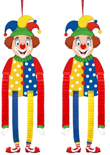 2 Stück Clown Deko Karneval, Clown Luftschlangen Karneval Girlande, Clow-n Deko Hängend für Wande Fenster Türbehänge, clown Banner karneval für Fasching Zirkus Geburststagsparty