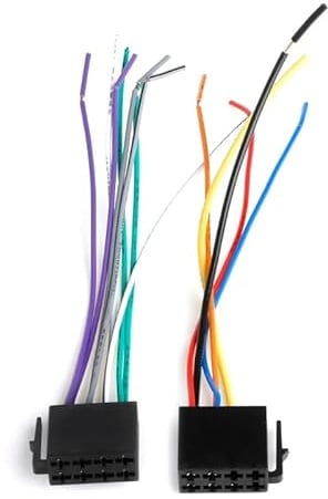 2 Stück ISO Adapter Autoradio, ISO Stecker Autoradio, Universe DIN Adapter Kabel 16 Pin, Strom Lautsprecher Kabelbaum mit 8 Pin Steckern, Kompatibel mit JVC Alpine und Fahrzeugen mit DIN Anschlüssen