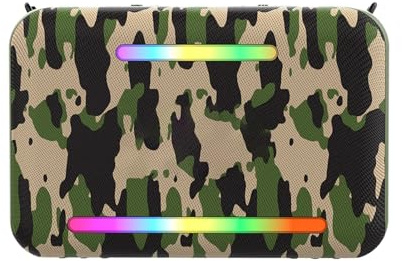 Plyisty Tragbarer Lautsprecher, 120 W, Kraftvoller Bass mit RGB-Lichtern, Kabellose Stereoanlage, für Party, Camping, Strand, Outdoor (Tarnung)