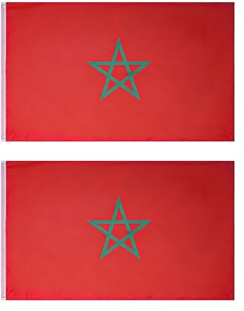 AIRTILY 2 Bandiere Nazionali Marocchine, 90X150Cm Grandi Bandiere Nazionali, Decorazioni per Feste, Adatte per Appendere All'Aperto E al Chiuso.