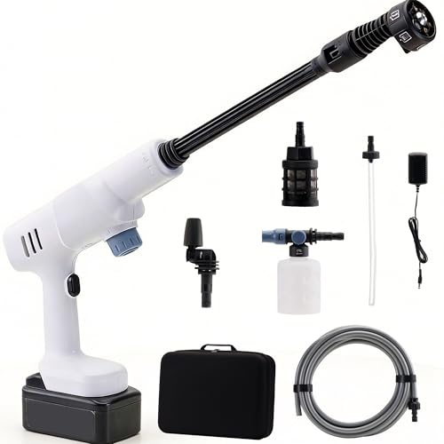 Trisruvian Portable Power Pressure Washer Cordless Washer: Powerful Brushless Motor 3-Level Pressure 140Bar Lightweight Design 5L/Min Flow Multiple Water Sources for Car Garden Outdoor Use