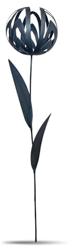Terma Stahldesign Gartenstecker 3D Allium Esmee 118 cm Grau pulverbeschichtet Metall Blume Outdoor modern Handmade Germany