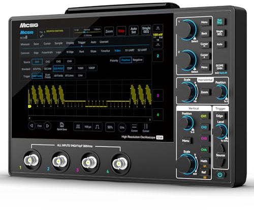 SainSmart Micsig 12-Bit Tablet-Oszilloskop MHO1, 100 MHz Bandbreite | Tragbares Handheld-Oszilloskop mit 4 Analogkanälen, 1 GSa/s Abtastrate, 16000-mAh-Akku