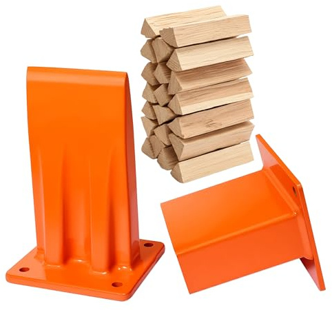 Relaxdays Holzspalter manuell, Stahl, HxBxT: 12 x 8 x 7 cm, orange | Spaltklotz zum Holzhacken, Spalter für Brennholz